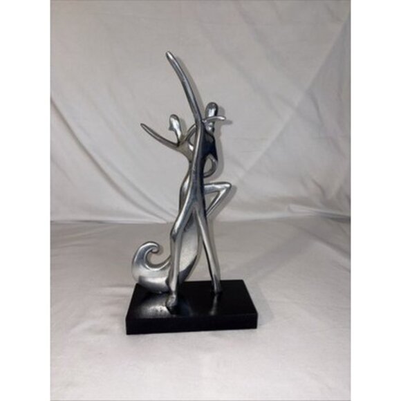 Nelson Pine Industries Modern Dancing Couple Medal & Wood Base Abstract 2013 - Picture 3 of 6